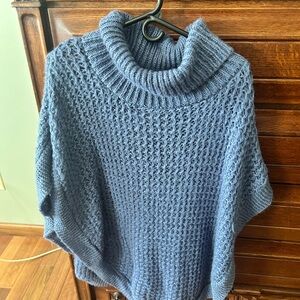 LC Lauren Conrad Blue Knit Poncho Sweater